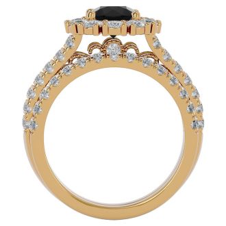 4 1/2 Carat Black Diamond Bridal Set In 14 Karat Yellow Gold