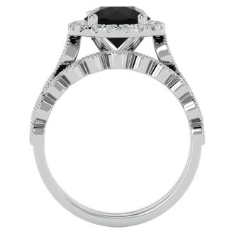 2 1/2 Carat Halo Black Diamond Bridal Set In 14 Karat White Gold