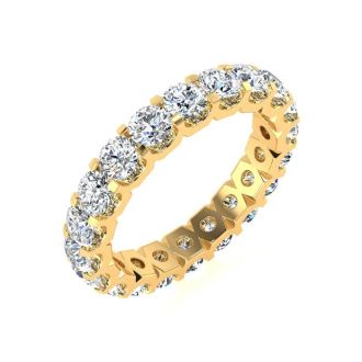 3 Carat Round Diamond Eternity Ring In 14 Karat Yellow Gold, Ring Size 4.5