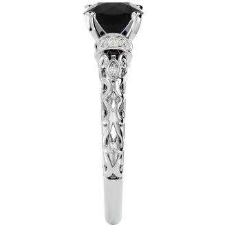 2 1/4 Carat Vintage Black Diamond Engagement Ring In 14 Karat White Gold