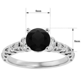 2 1/4 Carat Vintage Black Diamond Engagement Ring In 14 Karat White Gold