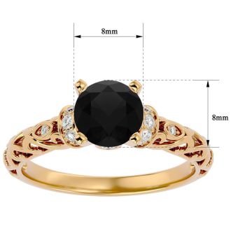 2 1/4 Carat Vintage Black Diamond Engagement Ring In 14 Karat Yellow Gold