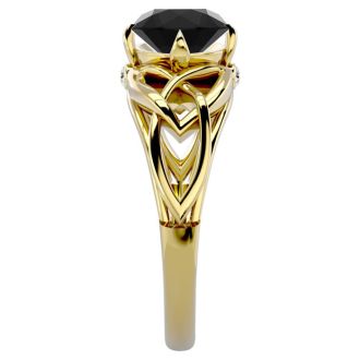 1 1/2 Carat Celtic Love Knot Black Diamond Engagement Ring In 14 Karat Yellow Gold