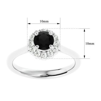 1 Carat Halo Black Diamond Engagement Ring In 14 Karat White Gold