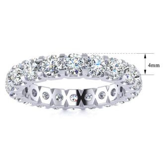 3 Carat Round Diamond Eternity Ring In Platinum, Ring Size 4