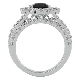 3 1/2 Carat Black Diamond Bridal Set In 14 Karat White Gold