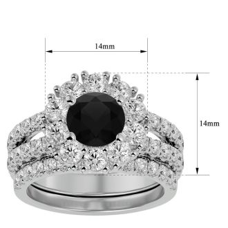 3 1/2 Carat Black Diamond Bridal Set In 14 Karat White Gold