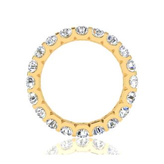 3 Carat Round Diamond Eternity Ring In 14 Karat Yellow Gold, Ring Size 4