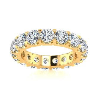 4 Carat Round Diamond Eternity Ring In 14 Karat Yellow Gold, Ring Size 4