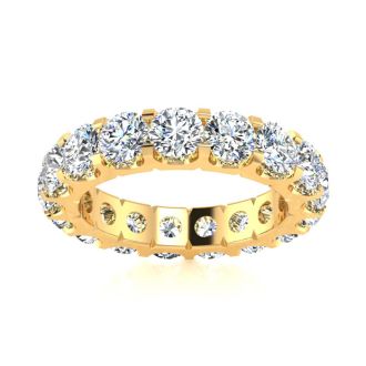 4 Carat Round Diamond Eternity Ring In 14 Karat Yellow Gold, Ring Size 4