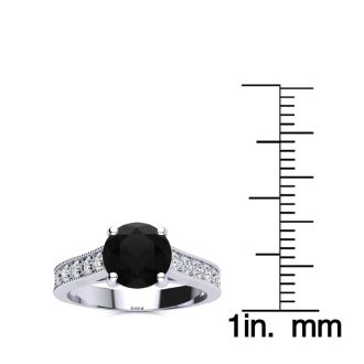 2 Carat Round Shape Black Diamond Engagement Ring In 14 Karat White Gold