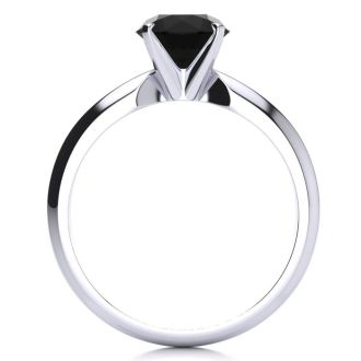 1 1/2 Carat Black Diamond Solitaire Engagement Ring In 14 Karat White Gold