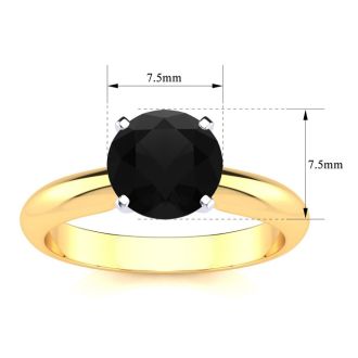 1 1/2 Carat Black Diamond Solitaire Engagement Ring In 14 Karat Yellow Gold