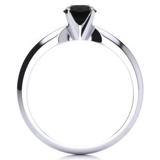 1/4 Carat Black Diamond Solitaire Engagement Ring In 14 Karat White Gold