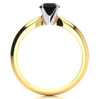 1/4 Carat Black Diamond Solitaire Engagement Ring In 14 Karat Yellow Gold