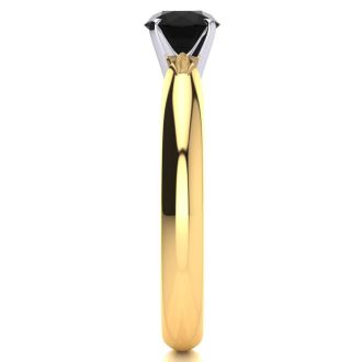 1/4 Carat Black Diamond Solitaire Engagement Ring In 14 Karat Yellow Gold