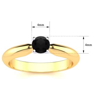 1/4 Carat Black Diamond Solitaire Engagement Ring In 14 Karat Yellow Gold