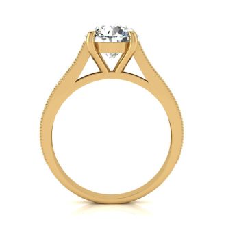 2 1/2 Carat Round Diamond Engagement Ring With 2 Carat Center Diamond In 14K Yellow Gold