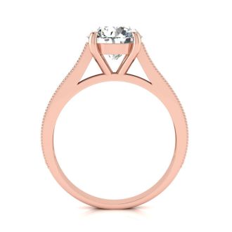 2 1/2 Carat Round Diamond Engagement Ring With 2 Carat Center Diamond In 14K Rose Gold