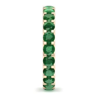 5 Carat Round Emerald Eternity Ring In 14 Karat Yellow Gold, Ring Size 4