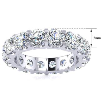 5 Carat Round Diamond Eternity Ring In Platinum, Ring Size 4