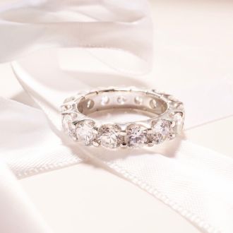 5 Carat Round Diamond Eternity Ring In Platinum, Ring Size 4