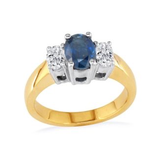 1/2ct Sapphire and Oval Diamond Ring in 14k Yellow Gold