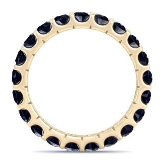 5 Carat Round Sapphire Eternity Ring In 14 Karat Yellow Gold, Ring Size 5.5
