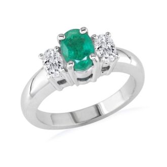 1.50ct Colombian Emerald and Diamond Ring in 14k White Gold