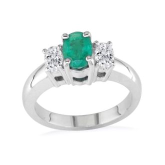 1.50ct Colombian Emerald and Diamond Ring in 14k White Gold