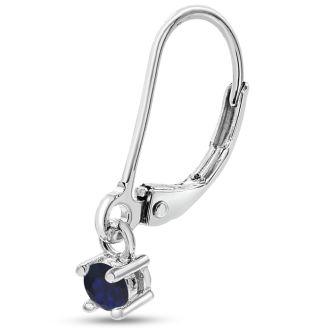 1/5 Carat Created Sapphire Leverback Earrings In Sterling Silver, 1/2 Inch