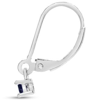 1/5 Carat Created Sapphire Leverback Earrings In Sterling Silver, 1/2 Inch
