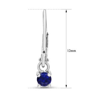 1/5 Carat Created Sapphire Leverback Earrings In Sterling Silver, 1/2 Inch