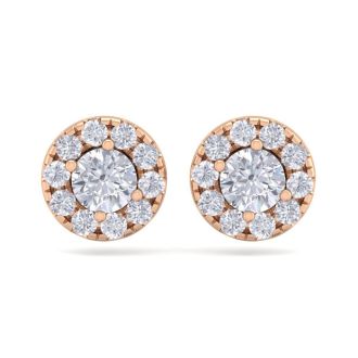 2 1/2 Carat Lab Grown Diamond Halo Stud Earrings In 14 Karat Rose Gold