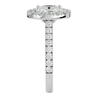 1 3/4 Carat Oval Shape Halo Lab grown Diamond Engagement Ring In 14 Karat White Gold