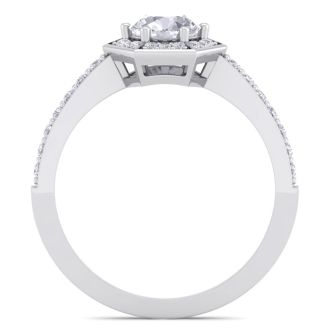 1 Carat Halo Lab Grown Diamond Engagement Ring In 14 Karat White Gold