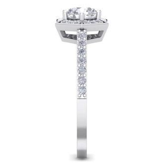 1 Carat Halo Lab Grown Diamond Engagement Ring In 14 Karat White Gold
