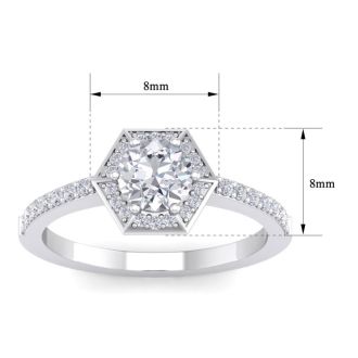 1 Carat Halo Lab Grown Diamond Engagement Ring In 14 Karat White Gold