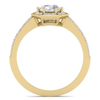 1 Carat Halo Lab Grown Diamond Engagement Ring In 14 Karat Yellow Gold