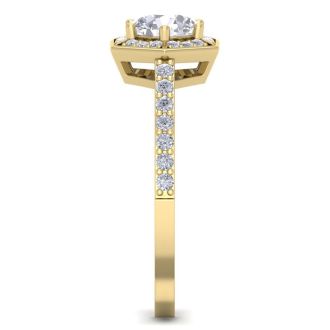 1 Carat Halo Lab Grown Diamond Engagement Ring In 14 Karat Yellow Gold
