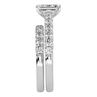 2 Carat Emerald Cut Lab Grown Diamond Bridal Set In 14 Karat White Gold