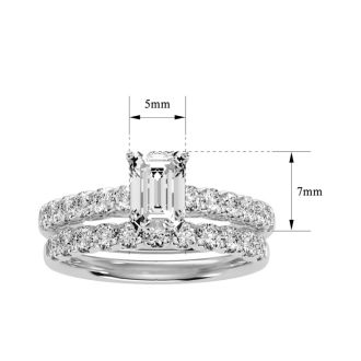 2 Carat Emerald Cut Lab Grown Diamond Bridal Set In 14 Karat White Gold