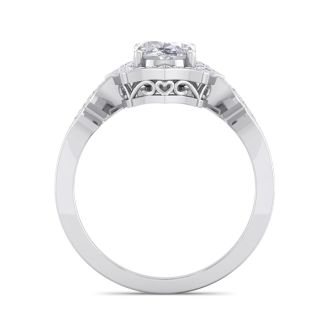 1 1/2 Carat Oval Shape Lab Grown Diamond Ring In 14 Karat White Gold