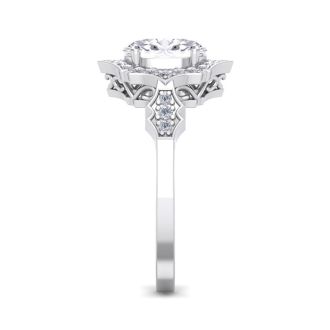 1 1/2 Carat Oval Shape Lab Grown Diamond Ring In 14 Karat White Gold