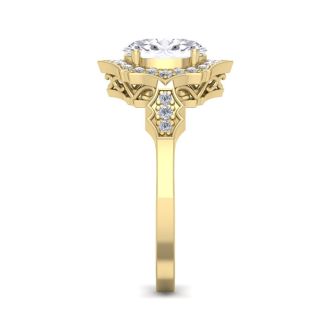 1 1/2 Carat Oval Shape Lab Grown Diamond Ring In 14 Karat Yellow Gold