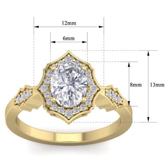 1 1/2 Carat Oval Shape Lab Grown Diamond Ring In 14 Karat Yellow Gold