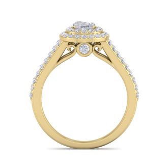 1 3/4 Carat Oval Shape Lab Grown Diamond Ring In 14 Karat Yellow Gold