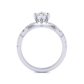 1 1/2 Carat Pear Shape Halo Lab Grown Diamond Fancy Engagement Ring In 14K White Gold