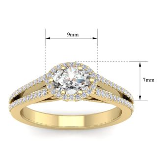 1 1/4 Carat Oval Shape Antique Halo Lab Grown Diamond Ring In 14 Karat Yellow Gold