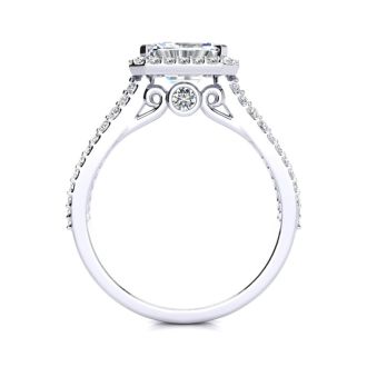 1 1/2 Carat Antique Lab Grown Diamond Ring In 14 Karat White Gold